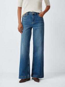 John Lewis High Waist Wide Leg Jeans, Light Blue