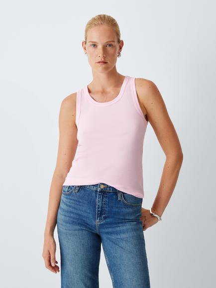John Lewis Organic Cotton Tank Top, Pink