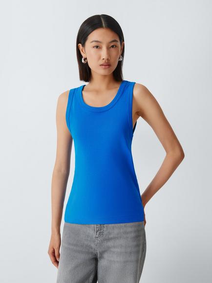 John Lewis Organic Cotton Tank Top, Blue