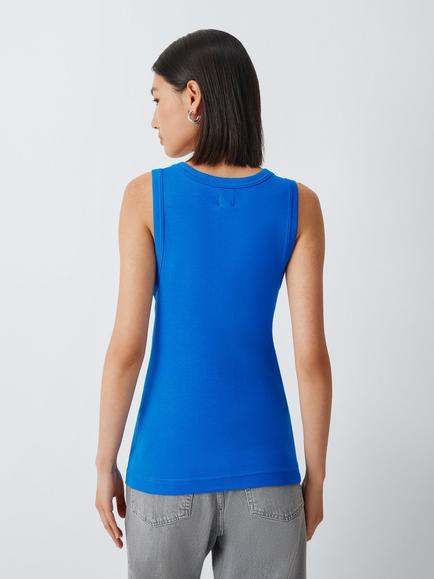 John Lewis Organic Cotton Tank Top - view 2, Blue