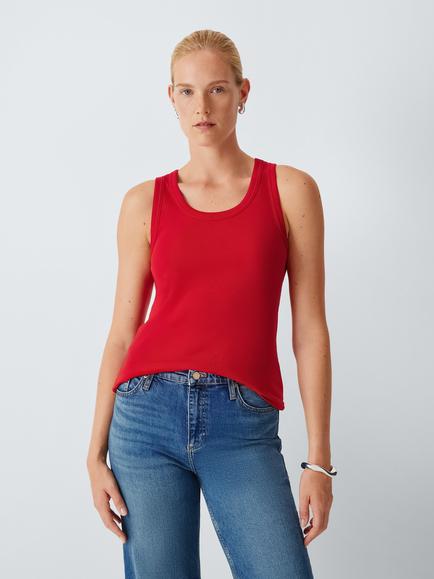 John Lewis Organic Cotton Tank Top, Red