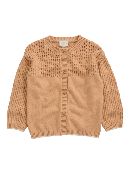 MORI Kids' Pointelle Knit Cardigan, Taupe, Taupe