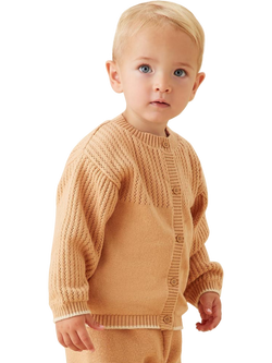 MORI Kids' Pointelle Knit Cardigan, Taupe - view 2, Taupe
