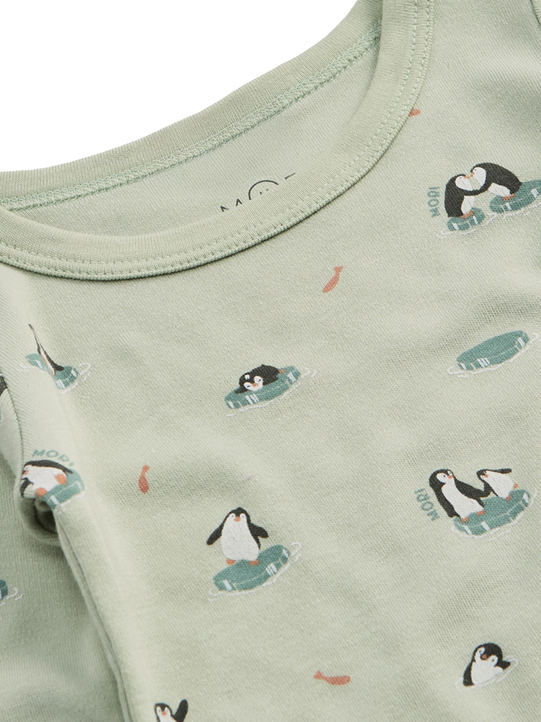 Product image 4 of 4, which shows MORI Kids' Long Pyjama Set, Mint Penguin, 12-18 months