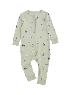 MORI Baby Penguin Zip Sleepsuit, Mint/Multi, Mint/Multi
