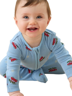 MORI Baby Christmas Car Zip Sleepsuit, Blue/Multi - view 2, Blue/Multi