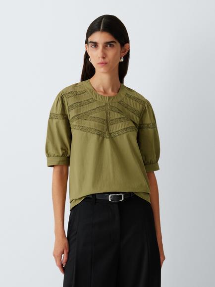 AND/OR Martha Lace Top, Khaki