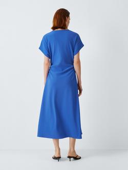 John Lewis Ruched Waist Cap Sleeve Midi Dress, Blue - view 2, Blue