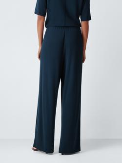 John Lewis Wide Leg Seamed Trousers, Navy - view 2, Navy