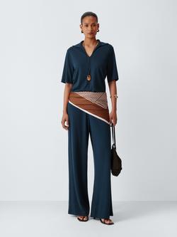 John Lewis Wide Leg Seamed Trousers, Navy, Navy