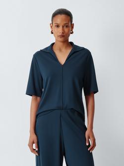 John Lewis Seam Front Short Sleeve Polo Shirt, Navy, Navy