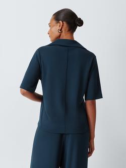 John Lewis Seam Front Short Sleeve Polo Shirt, Navy - view 2, Navy