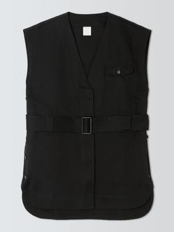 John Lewis Sleeveless V-Neck Utility Gilet, Black Beauty, Black Beauty