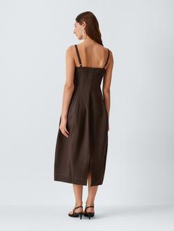 John Lewis Cotton Sculpted Camisole Dress, Coffee Bean - view 2, Coffee Bean