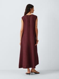 John Lewis Sleeveless Linen Maxi Dress - view 2, Burgundy