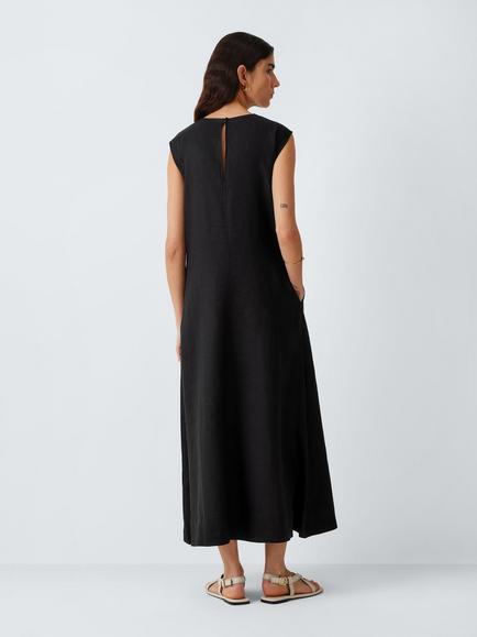 John Lewis Sleeveless Linen Maxi Dress - view 2, Black
