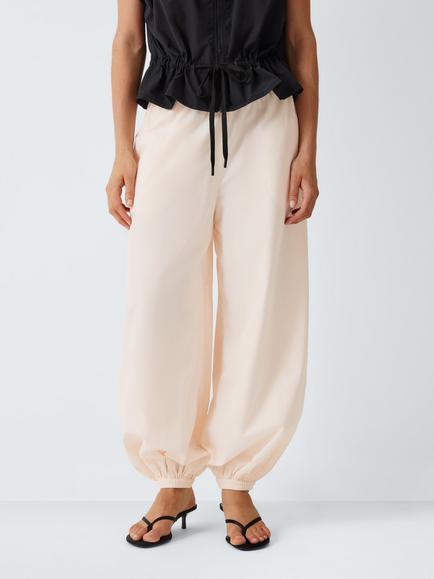 John Lewis Drawstring Waist Balloon Trousers, Light Pink, Light Pink