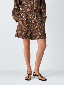 John Lewis Tapestry Floral Print Shorts, Brown Print, Brown Print