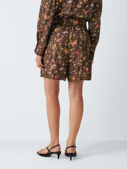 John Lewis Tapestry Floral Print Shorts, Brown Print - view 2, Brown Print