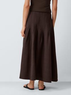 John Lewis Pleat Detail Midi Skirt, Chocolate - view 2, Chocolate