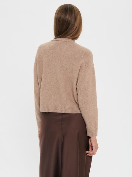 Saint Tropez Nova Crew Neck Embellished Cardigan - view 2, Sepia Rose Melange