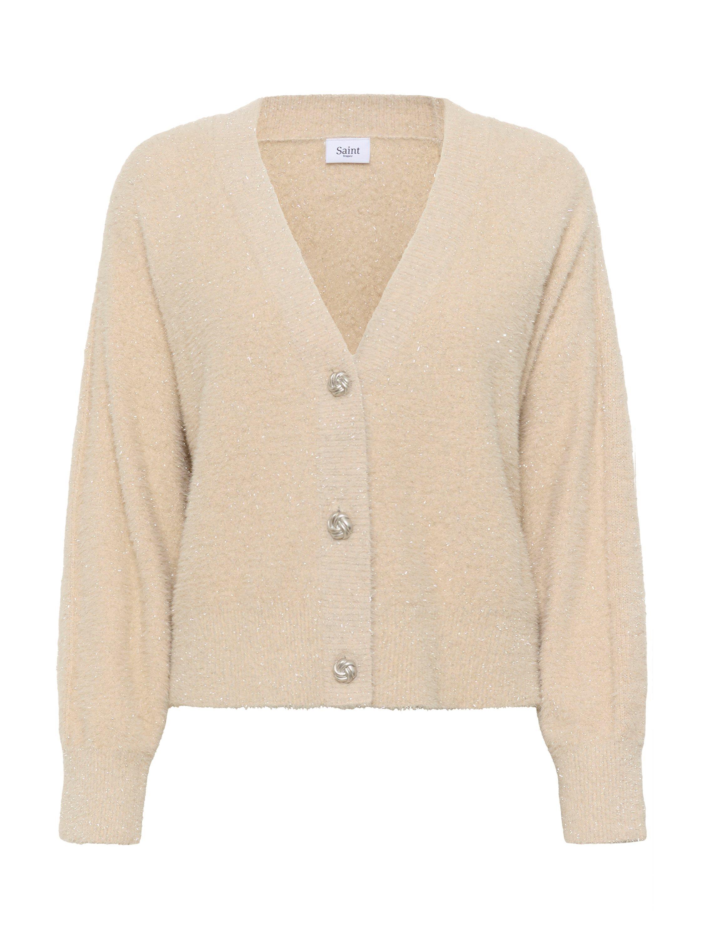 Product image 5 of 6, which shows Saint Tropez Nusha Shimmer Cardigan, Bleached Sand, XS