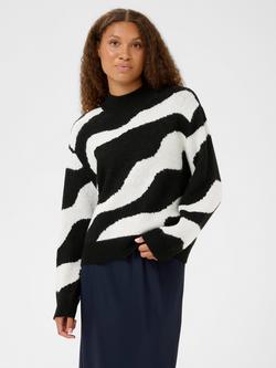 Saint Tropez Mallie Wavy Stripe Jumper, Black/White, Black/White