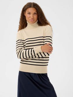Saint Tropez Mila Stripe Roll Neck Jumper, Brown/Black, Brown/Black