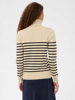 Saint Tropez Mila Stripe Roll Neck Jumper, Brown/Black - view 2, Brown/Black