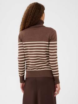 Saint Tropez Mila Stripe Roll Neck Jumper - view 2, Brown/Cream