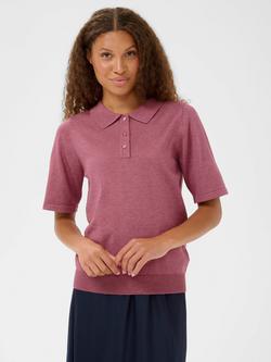 Saint Tropez Mila Short Sleeve Collar Jumper, Red Violet Melange