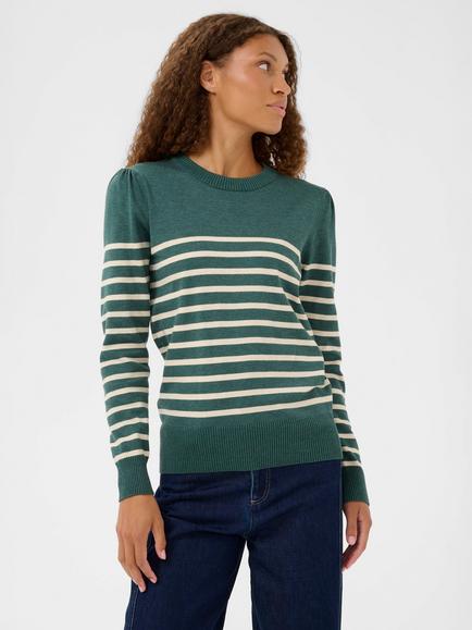 Saint Tropez Mila Stripe Slim Fit Jumper, Green, Green
