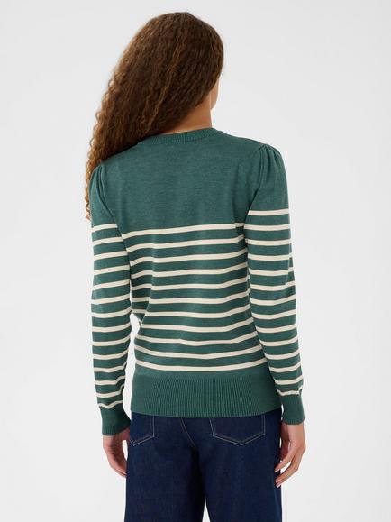 Saint Tropez Mila Stripe Slim Fit Jumper, Green - view 2, Green