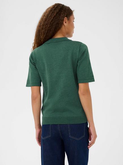 Saint Tropez Mila Short Sleeve Collar Jumper - view 2, June Bug Melange