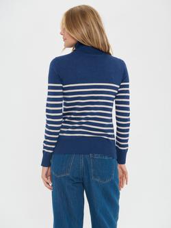 Saint Tropez Mila Stripe Roll Neck Jumper, Blue/Multi - view 2, Blue/Multi