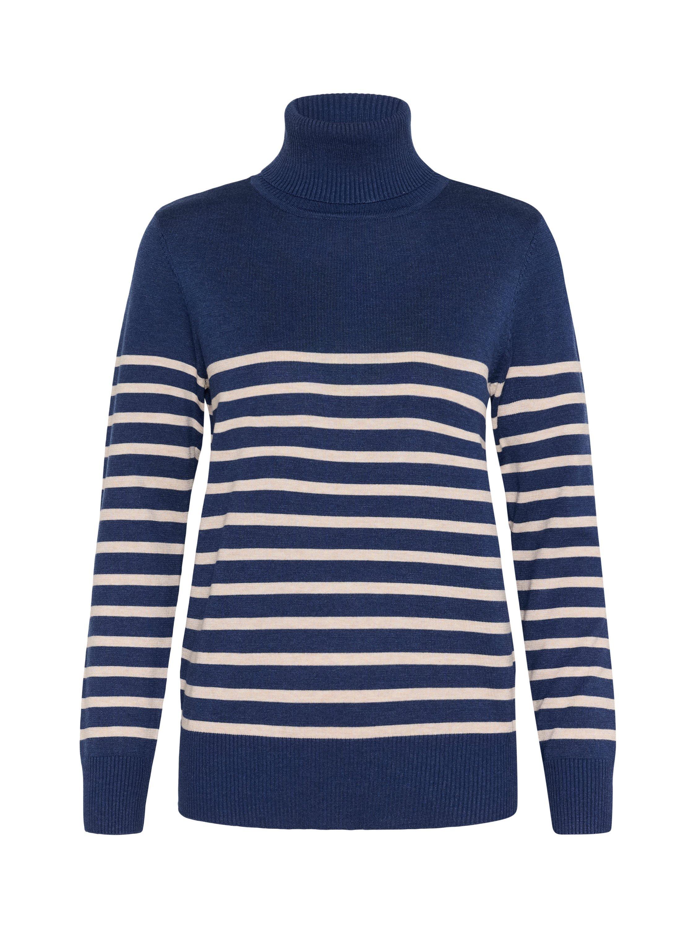 Product image 5 of 6, which shows Saint Tropez Mila Stripe Roll Neck Jumper, Blue/Multi, XS