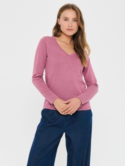 Saint Tropez Mila V Neck Jumper, Red Violet Melange, Red Violet Melange