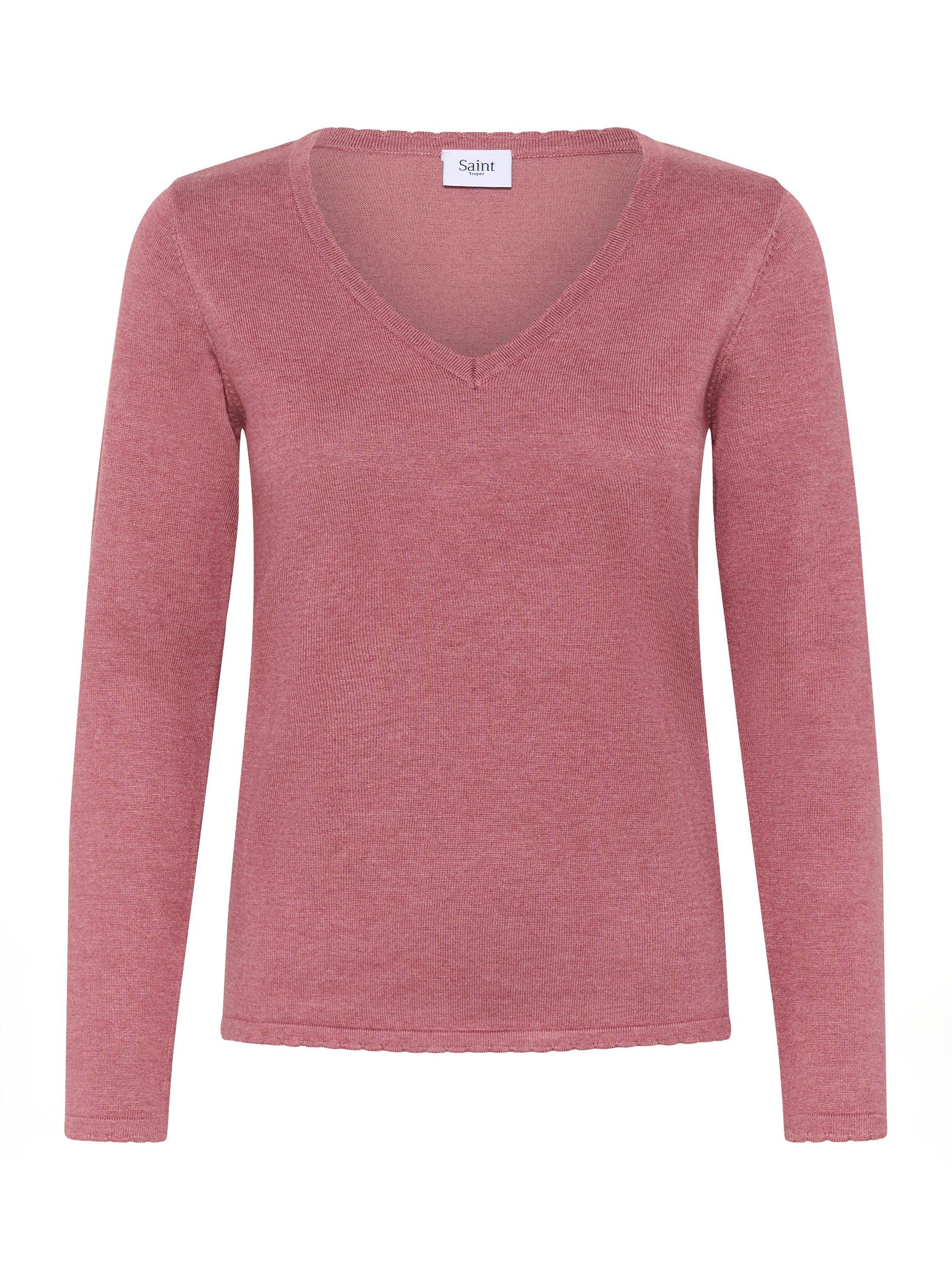 Product image 5 of 6, which shows Saint Tropez Mila V Neck Jumper, Red Violet Melange, XS