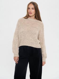 Saint Tropez Norali Textured Stripe Jumper, Seedpearl Melange, Seedpearl Melange