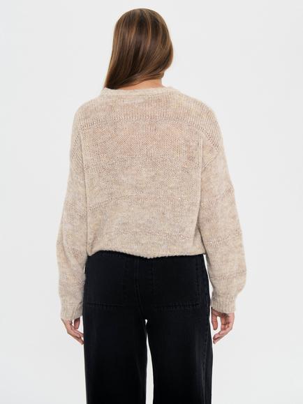 Saint Tropez Norali Textured Stripe Jumper, Seedpearl Melange - view 2, Seedpearl Melange