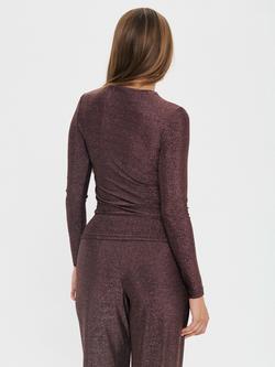 Saint Tropez Noria Shimmer Long Sleeve Top - view 2, Dark Oak