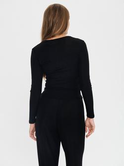 Saint Tropez Noria Shimmer Long Sleeve Top - view 2, Black