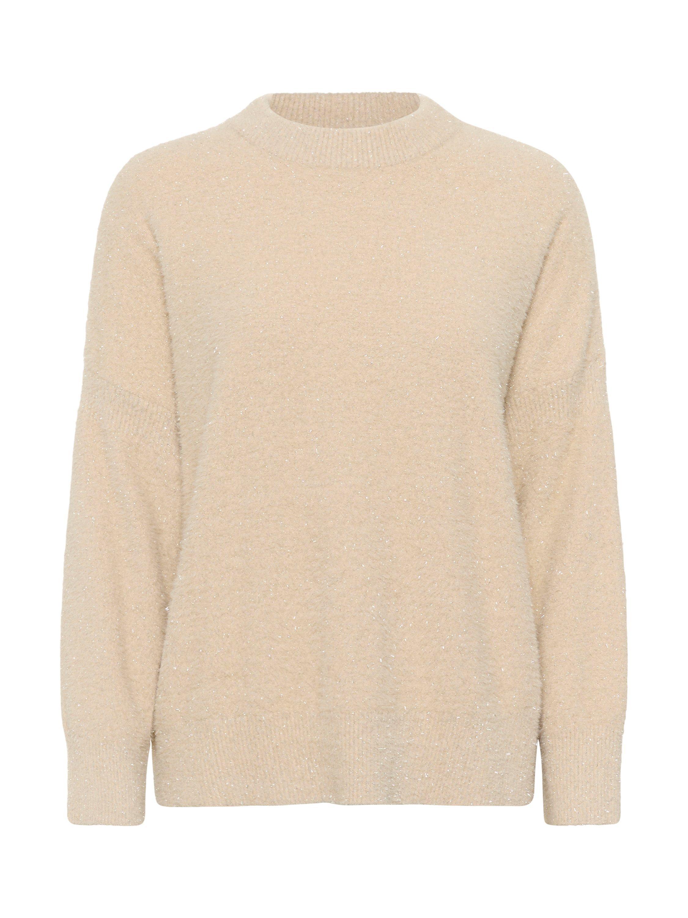 Product image 5 of 6, which shows Saint Tropez Nusha Crew Neck Shimmer Jumper, Bleached Sand, XS