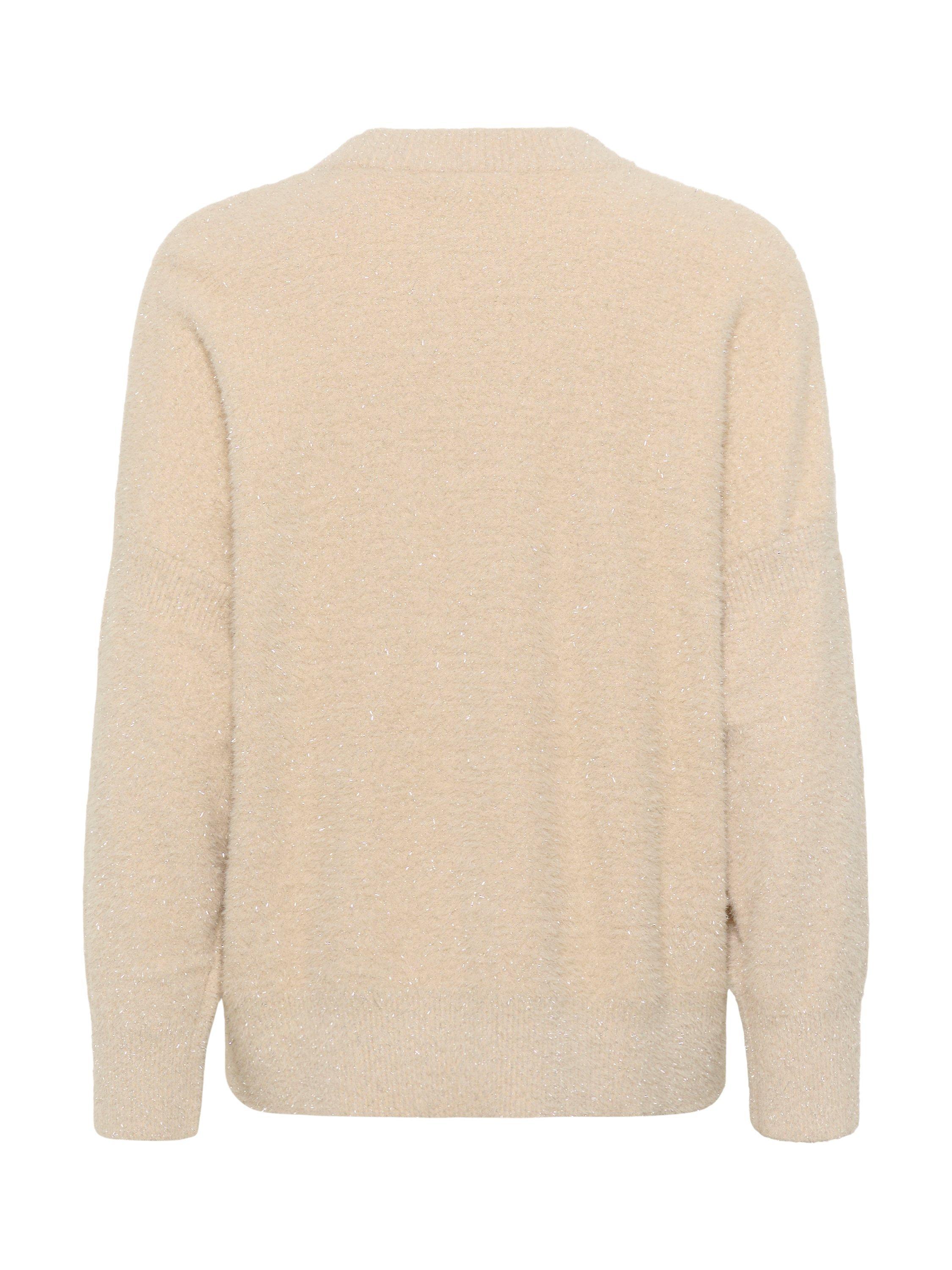 Product image 6 of 6, which shows Saint Tropez Nusha Crew Neck Shimmer Jumper, Bleached Sand, XS