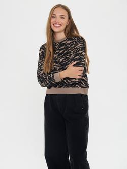 Saint Tropez Zagna Animal Print Jumper, Black Shifted Stroke, Black Shifted Stroke