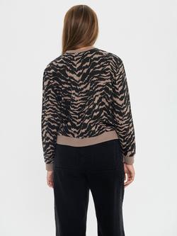 Saint Tropez Zagna Animal Print Jumper, Black Shifted Stroke - view 2, Black Shifted Stroke