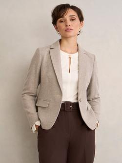 Hobbs Chelsey Herringbone Wool Rich Jacket, Neutral, Neutral