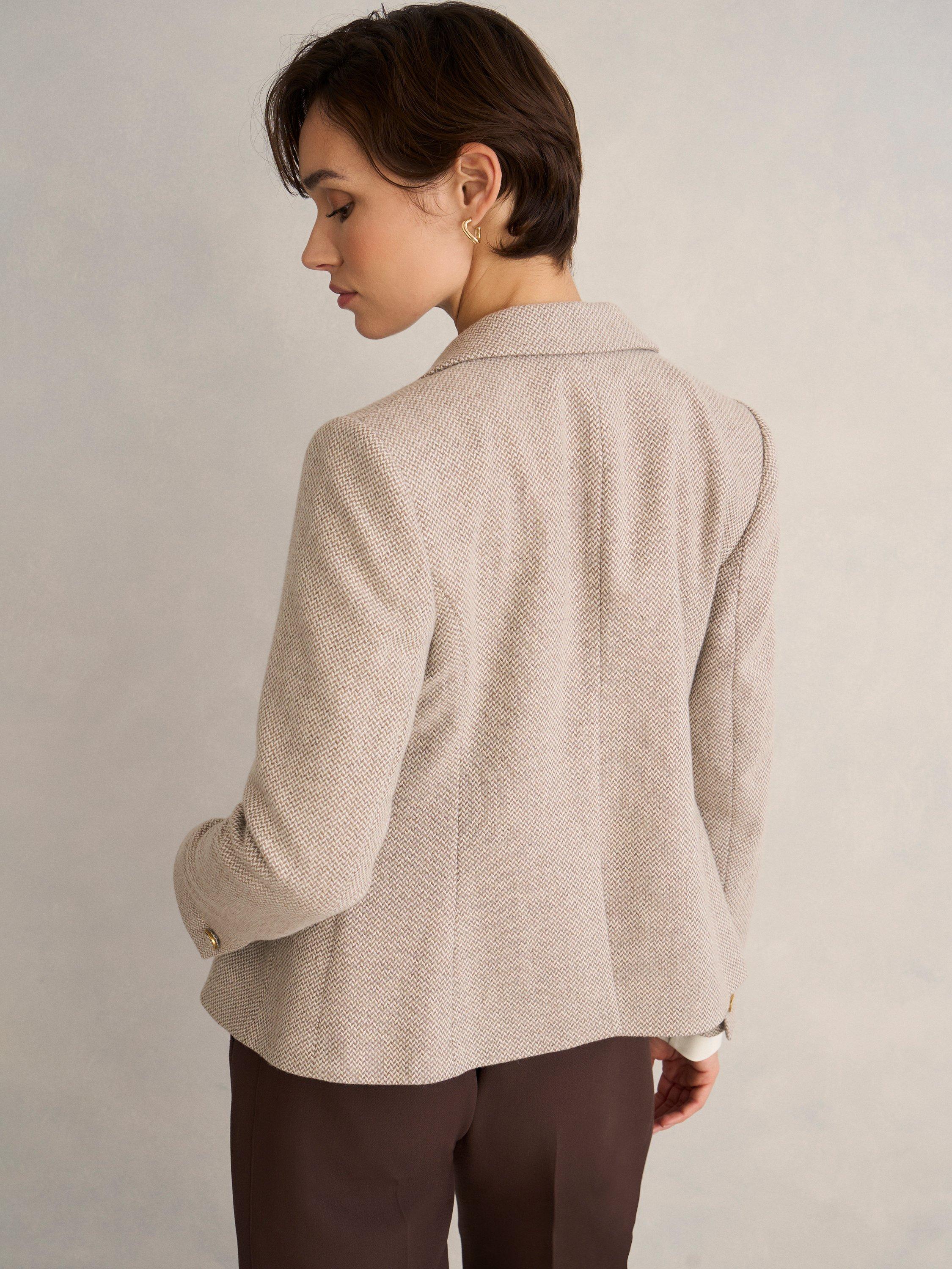 Product image 3 of 5, which shows Hobbs Chelsey Herringbone Wool Rich Jacket, Neutral, 10