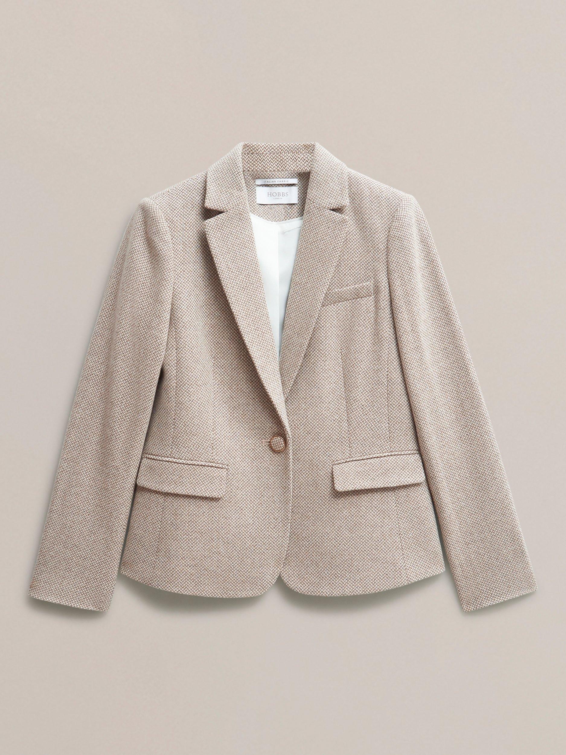 Product image 4 of 5, which shows Hobbs Chelsey Herringbone Wool Rich Jacket, Neutral, 10