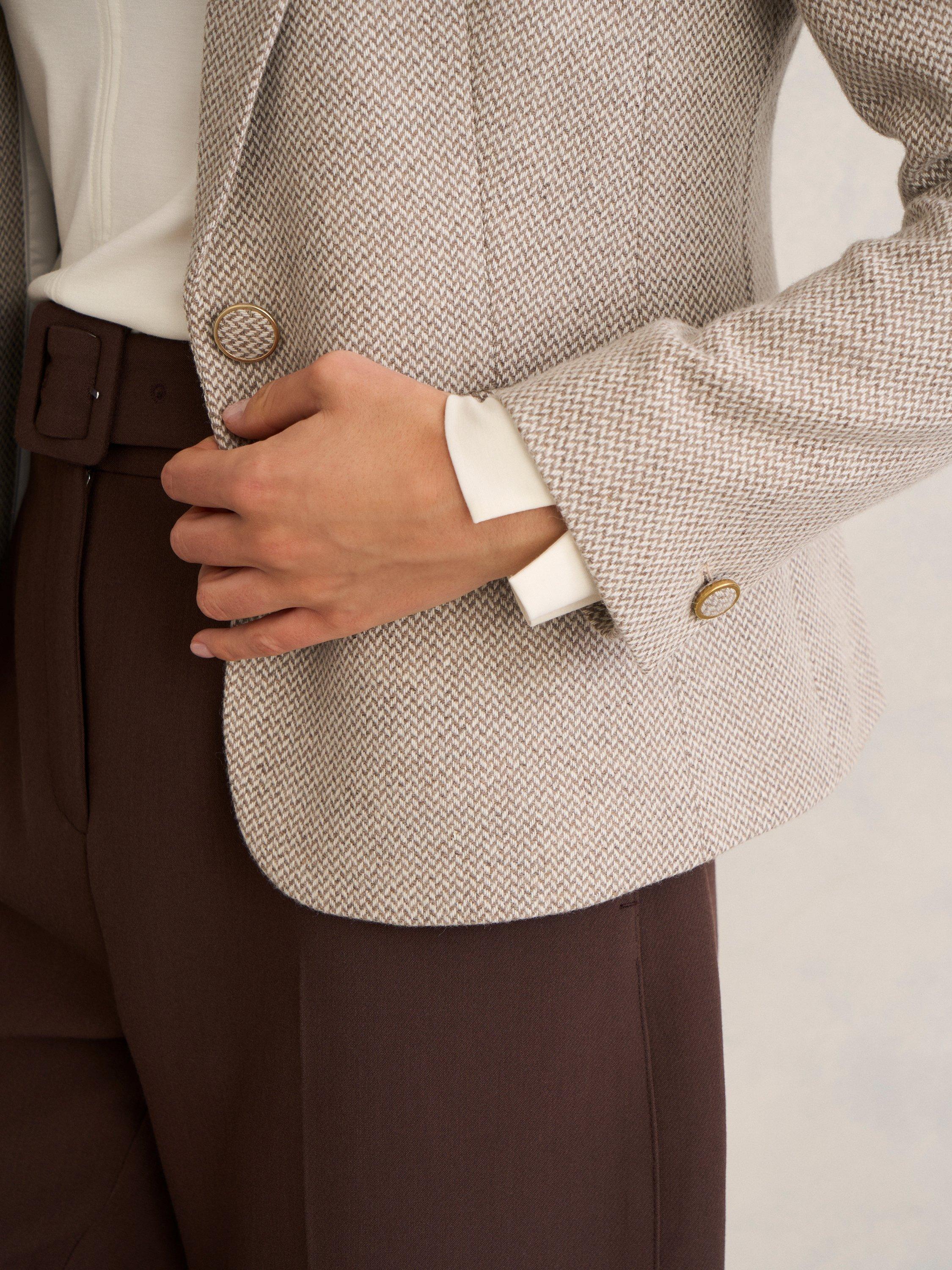 Product image 5 of 5, which shows Hobbs Chelsey Herringbone Wool Rich Jacket, Neutral, 10